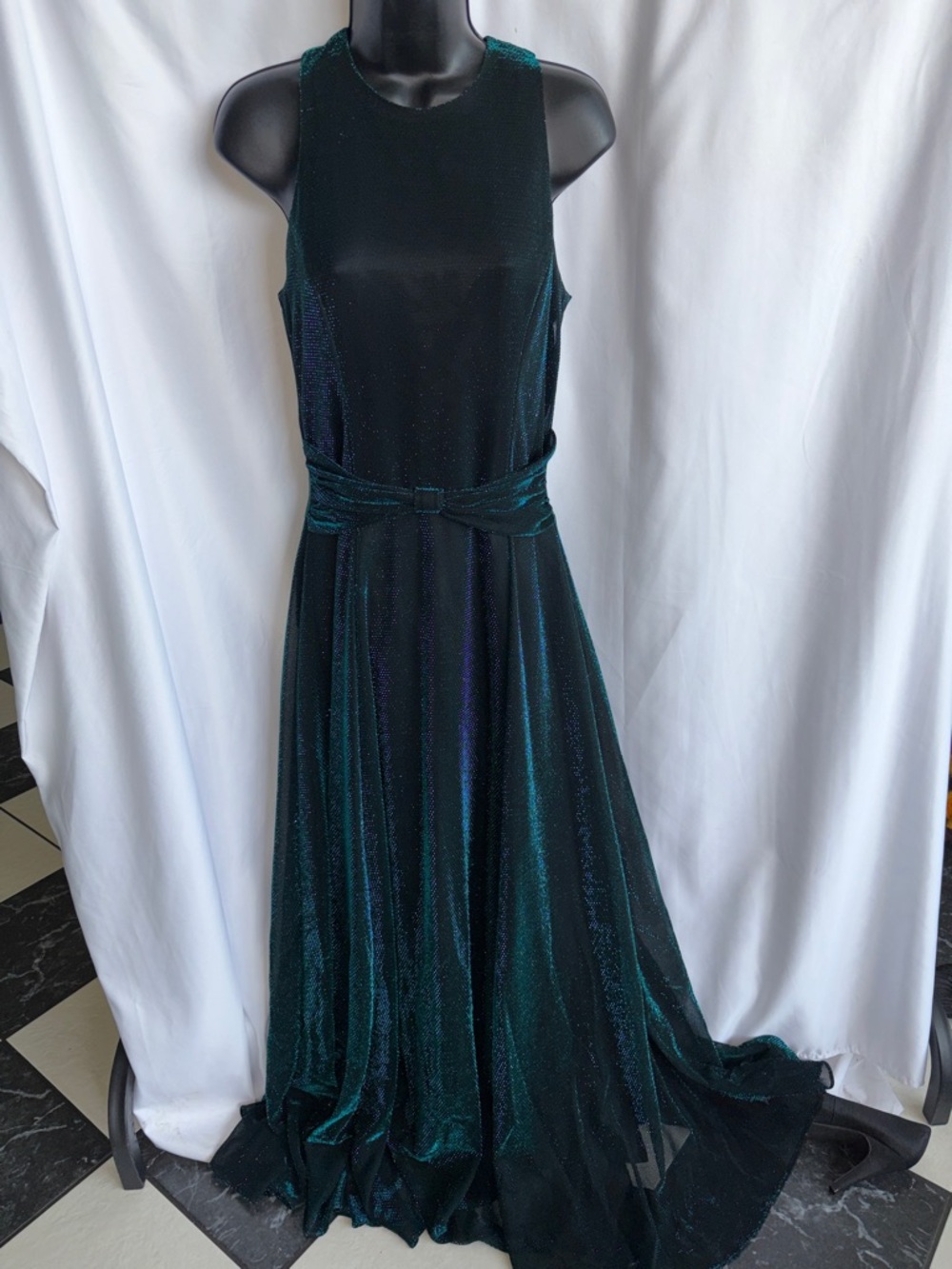 Scott McClintock Vintage 90s Emerald Green Shimmer Evening Dress sz 6 Maxi
